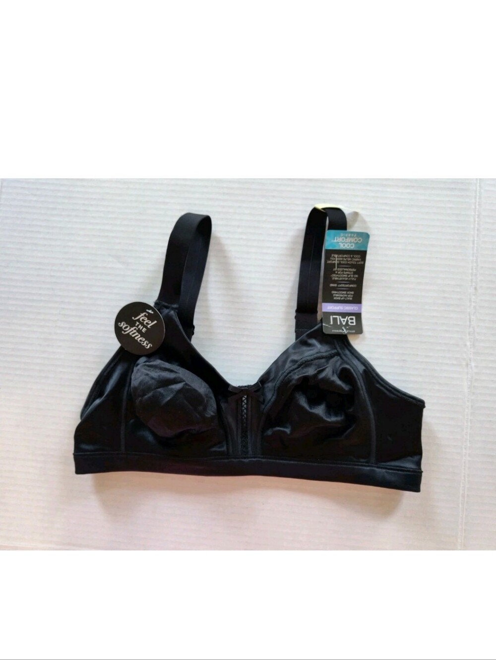 Bali Double Support Soft Touch Back Smoothing Wirefree Bra 34B Black DF0044